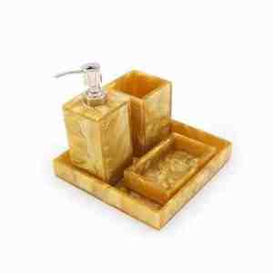 Wholesale Four-Piece <b>White</b> Polyresin <b>Bathroom</b> <b>Accessories</b> <b>Set</b> Rectangle Shape Easy to Clean for Export Market - Product Image 3