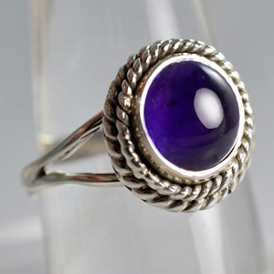 Amethyst <b>Ring</b> Handmade Sterling Silver Bezel Setting Natural Purple Round Shape Gemstone <b>Boho</b> Jewelry Women's Jewekry - Product Image 4