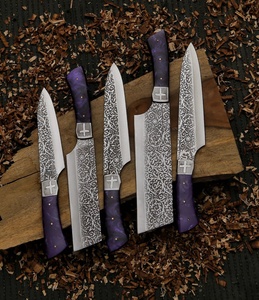 Etched Damascus Steel Kitchen <b>Knife</b> <b>Set</b> 5 Pieces Resin Handle Eco-Friendly Handmade Satin Finish Chef <b>Knife</b> Ornamental - Product Image 5