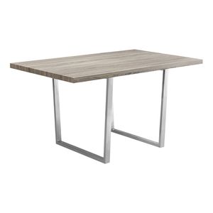 Tavolo da Pranzo Rettangolare Contemporaneo da 60 Pollici in Laminato Marrone con Dettagli in Metallo Cromato per Cucina e Sala da Pranzo - Product Image 1