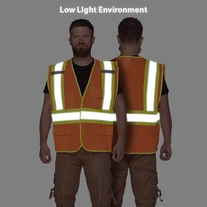 Chaleco de Topógrafo Clase 3, Alta Visibilidad, Naranja, ANSI 107, Malla de Poliéster, Cierre de Broches Frontales, Bolsillo para Planos, Resistente - Product Image 5