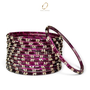 Bracelets élégants faits à la main en verre violet goutte de pluie du Cachemire, plaqués or de qualité supérieure avec zircon, pour femmes, pour mariage, vente en gros - Product Image 2