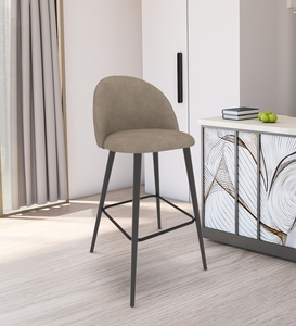 Elegant Modern Bar Chair Light Brown PU <b>Leather</b> Cushioned Seat Adjustable Counter Height with Metal Frame for Apartment Use - Product Image 4