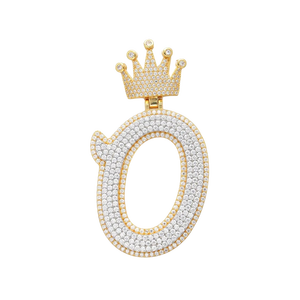 Wholesaler Price Two Tone Moissanite Sterling Silver Full Iced Crown Pendant with <b>Custom</b> <b>Name</b> Hip Hop Logo for Party - Product Image 1