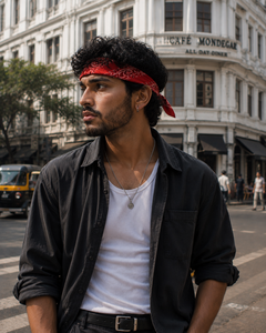 Bandana en coton rouge audacieux pour hommes et femmes, foulard unisexe à motif Paisley pour le streetwear quotidien, les voyages, les festivals et les usages quotidiens ! - Product Image 2