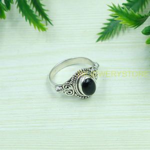Natural Black Onyx 925 Sterling <b>Silver</b> Handmade <b>Ring</b> Vintage Boho <b>Statement</b> <b>Ring</b> Gemstone <b>Ring</b> for Women Wholesale Jewelry Her - Product Image 5