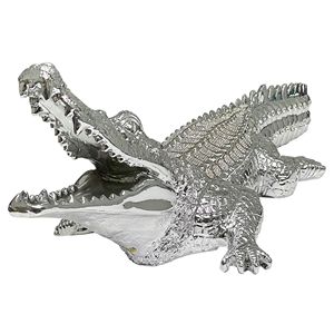 Ambrose oggetto decorativo coccodrillo cromato tempestato di diamanti con dimensioni 25 "L X 9" W X 7.5 "H" - Product Image 4