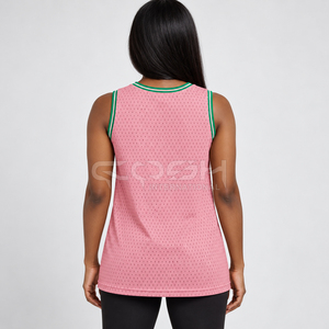 Camiseta de Baloncesto Rosa de Malla para Mujer, Cosh International Sorority Sisterhood, Cuello Redondo, Transpirable, con Logotipo Personalizado Sublimado - Product Image 5