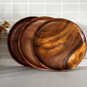 Ensemble d'assiettes et de plats en bois d'acacia massif, vaisselle en bois en gros provenant d'un fournisseur indien - Product Image 5