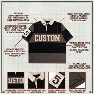 Oversized Short Sleeve T-Shirt <b>Men</b> Street Style Contrast Trim Applique Number 15 Back Logo Woven Cotton - Product Image 6