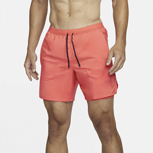 Shorts de bain pour homme style urbain couleur unie 100% coton séchage rapide taille à cordon de serrage mi-longueur poches rouge corail - Product Image 1