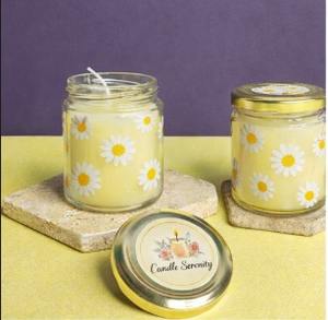 Soft Yellow <b>Soy</b> <b>Wax</b> White Daisy Design Eco-Friendly Scented for Christmas Diwali New Year Thanksgiving Weddings Housewarming - Product Image 3