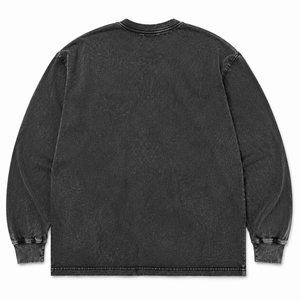 Sweat-shirt à col rond en coton lavé épais pour homme, personnalisé OEM, noir anthracite, coupe oversize, streetwear, manches longues - Product Image 3