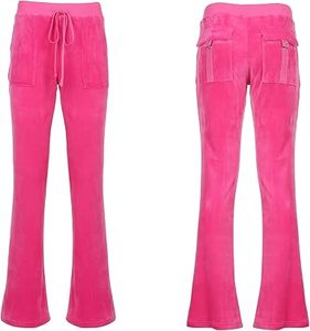 Nuevo Diseño, Conjunto Deportivo de Color Rosa Liso, Top Corto y Pantalones Jogger Ajustados, Traje Deportivo para Correr, Pantalones Acampanados de Terciopelo - Product Image 2