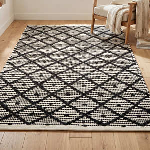 8' x 10' Tribal Diamond Recycled Cotton Area <b>Rug</b> for Living Room Scandinavian Farmhouse & <b>Rustic</b> Home - Product Image 1