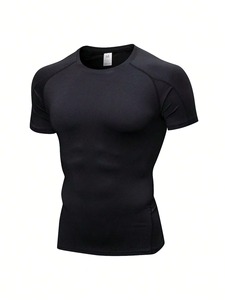Camiseta de manga corta con estampado de camuflaje para hombre, corte ajustado, cuello redondo, secado rápido, deportiva, de poliéster tejido, longitud regular, algodón premium - Product Image 5