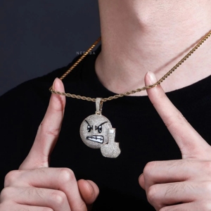 Pendentif Geste du Majeur Offensant pour Homme - Charme en Argent 925 et Moissanite, Pendentif Geste Offensant Glacé, Pendentif Audacieux Hip Hop - Product Image 3