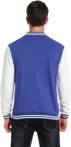 <b>Men</b> <b>Blue</b> White Varsity Jacket Casual Cotton Polyester Stand Collar Button Front <b>Men</b> Varsity Jacket Classic Baseball Letterman - Product Image 2