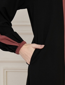 Wholesale Kaftan Abaya Handmade Turkish Floor Length Long Sleeve Soft Breathable Polyester Floral V Neck Regular Fit Casual - Product Image 5