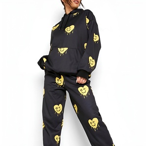 Vêtements d'extérieur imprimés, ensemble de survêtement confortable en coton doux pour femme, idéal pour l'hiver - Product Image 3