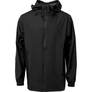 Men's <b>Black</b> Hooded Waterproof Windbreaker <b>Jacket</b> Casual Zipper Closure Canvas Shell Stand Collar Eco-Friendly Front Winter Wear - Product Image 3