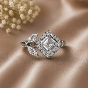 แหวนเพชรทรง Asscher แบบ Lab Grown ทอง 9 กะรัต, 14 กะรัต, 18 กะรัต สำหรับแหวนหมั้นผู้หญิง - Product Image 2