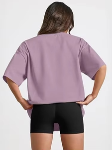 Camiseta de Mujer en Oferta, Nueva Camiseta de Verano de Manga Corta de Color Sólido, Tejido Suave y Transpirable, Logotipo Personalizado OEM - Product Image 4