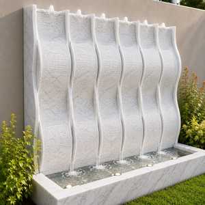 Fontaine murale rectangulaire extérieure en pierre, cascade de jardin, piscine à six jets, affichage aquatique architectural moderne pour patio - Product Image 3