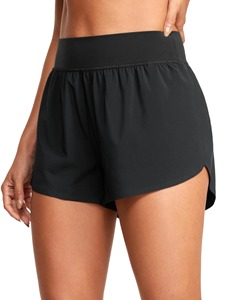 Shorts de course en satin respirant de qualité supérieure, taille mi-haute élastique, pour femmes, fitness, yoga, avec doublure intérieure, séchage rapide - Product Image 5