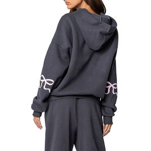 Sweat-shirt oversize pour femme avec impression de lettres personnalisée, épaules tombantes, streetwear décontracté d'hiver, polyester/coton, broderie unie - Product Image 2