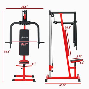 Sistema di palestra di casa rossa con mosca toracica e macchina da stampa per l'allenamento della spalla deltoide posteriore pettorale - Product Image 2