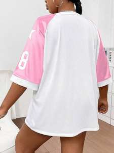 Haut en maille surdimensionné personnalisé pour femme, style streetwear tricoté, col en V, respirant, style sportif, vente en gros OEM - Product Image 4