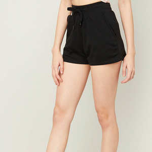 Shorts Deportivos Negros para Mujer, Transpirables, con Botones y Cordón Ajustable, Cintura Elástica, Ropa Deportiva para Calle, Gimnasio, Correr, Secado Rápido, Ropa Deportiva de Verano - Product Image 2