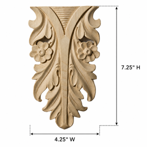 Aplique Decorativo de Madera Maciza de Caucho con Grabado Floral de Acanthus para Gabinetes de Cocina e Islas - Product Image 2