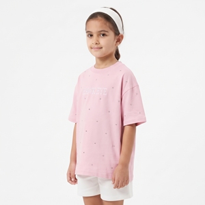 T-shirt personnalisé pour filles, coupe ample et décontractée, épaules tombantes, col rond côtelé, haut de loisirs - Product Image 3