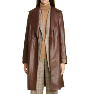 Solid Trader High Quality Top Quality Practical Pockets Beautiful Finish Modern Urban Streetwear Top Womens <b>Long</b> <b>Leather</b> <b>Jacket</b> - Product Image 2