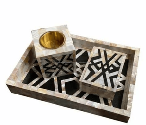 Juego de quemador Bakhoor con forma de estrella de lujo, soporte de incienso de madera decorativo con incrustaciones con taza de latón pulido para uso doméstico y de regalo - Product Image 5