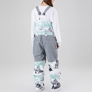 Salopette de ski pour femme, imprimé montagne, imperméable 10 000 mm, polyester isolé 180 g, pantalon de neige avec fermeture éclair -Tex - Product Image 4