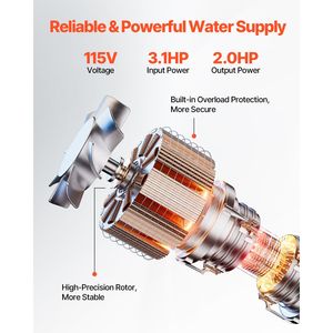 Pompa Acqua Sommergibile in Acciaio Inox da 2 HP, 115V, Portata 31.7 GPM, Prevalenza 450 ft, Cavo 9.84 ft - Product Image 3