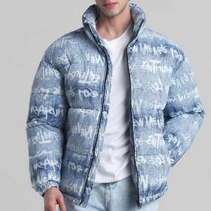 Blouson matelassé tendance pour homme, effet délavé et imprimé par sublimation, personnalisé, imperméable, blouson d'hiver - Product Image 1