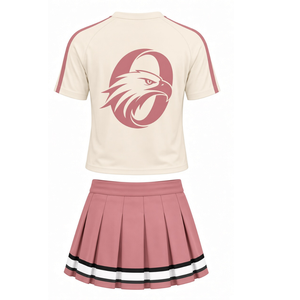 Conjunto de Uniforme Deportivo Rosa Neutro Estampado, Camiseta de Manga Corta y Falda Plisada, Ropa Deportiva para Equipo, Entrenamiento y Práctica - Product Image 2