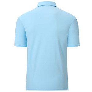 Polo de golf bleu clair pour homme, séchage rapide, respirant, manches courtes, col zippé, logo personnalisé, tenue décontractée pour le parcours - Product Image 2