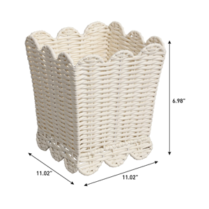 Versatile Rattan Waste <b>Bin</b>, Scalloped Rattan Basket For Home & Office Natural Trash Can With Handle Vietnam Export Quality - Product Image 5
