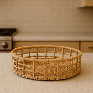 Best Export Quality Round Rattan Fruit Basket Custom Size Tabletop Decoration Home Kitchen Purpose Reasonable Price Rattan <b>Tray</b> - Product Image 1
