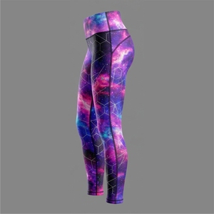 Leggings pour femmes à taille haute, imprimé galaxie, longueur intégrale, extensibles, tricotés, respirants, style sportif, toutes saisons, spandex, polyester - Product Image 3