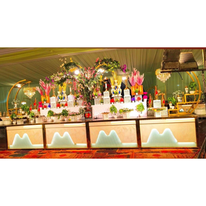 Comptoir de buffet de mariage moderne avec structure en acier inoxydable et éclairage LED décoratif - Product Image 3