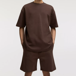 Men's Casual Summer Short Sleeve T-shirt Shorts <b>Set</b> Customized Breathable Seamless <b>Knitted</b> Quick Dry 100% Cotton Street Style - Product Image 3
