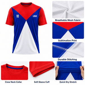 Camiseta de Fútbol Retro Geométrica Personalizada con Logotipo Frontal, Unisex, Sublimada, 100% Poliéster, Fabricante OEM de Marca Privada, Venta al Por Mayor - Product Image 3