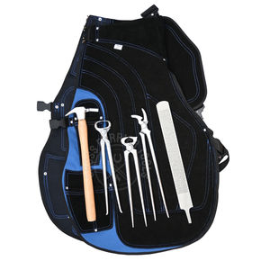 Kit d'équipement de fermeur avec protège-jambes en cuir, cisaille à sabots, pince à clous courbée, marteau de fermeur, outil de démontage de sabots, râpe à sabots - Product Image 1