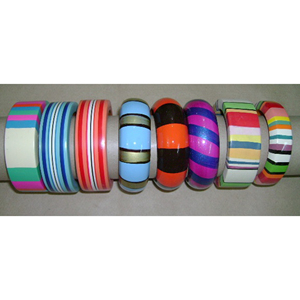 AYAANS CREATIONS Rainbow Acrylic Polished Slim Bangles with Tai Silver Plating for Women - Product Image 2